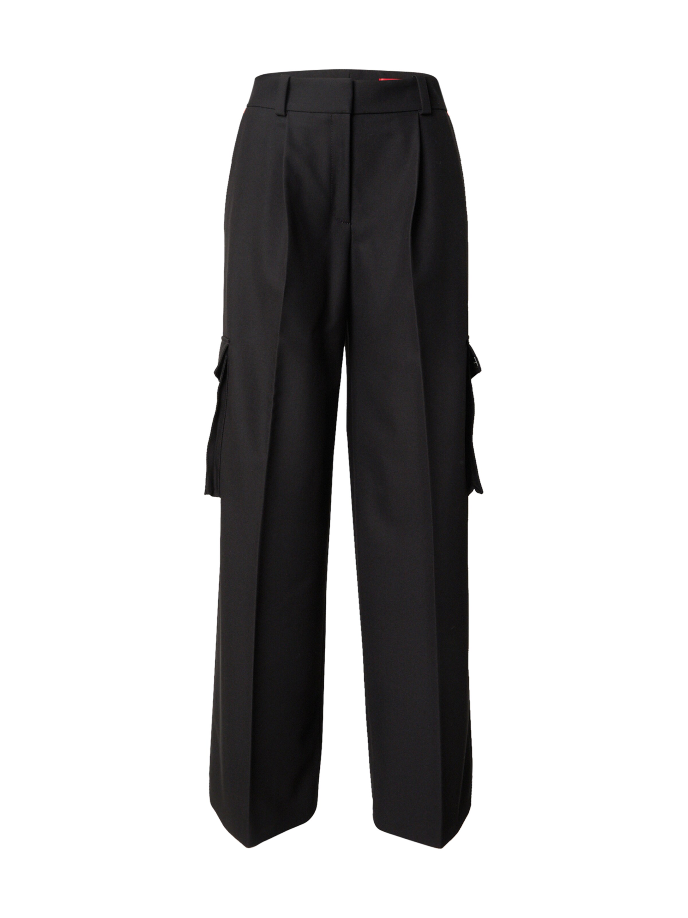 Wide leg Pantaloni con piega frontale 'Hubike' di HUGO in nero: frontale
