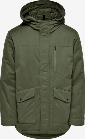 Parka di mezza stagione 'Elliot' di Only & Sons in verde: frontale