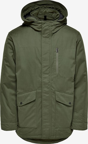 Parka mi-saison 'Elliot' Only & Sons en vert : devant