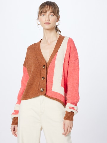 CULTURE Knit cardigan 'Polena' in Brown: front