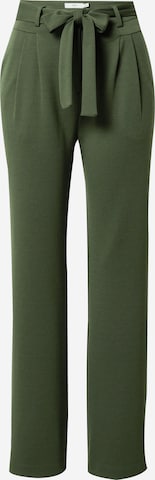 ICHI Loose fit Pleat-Front Pants 'MONSE' in Green: front