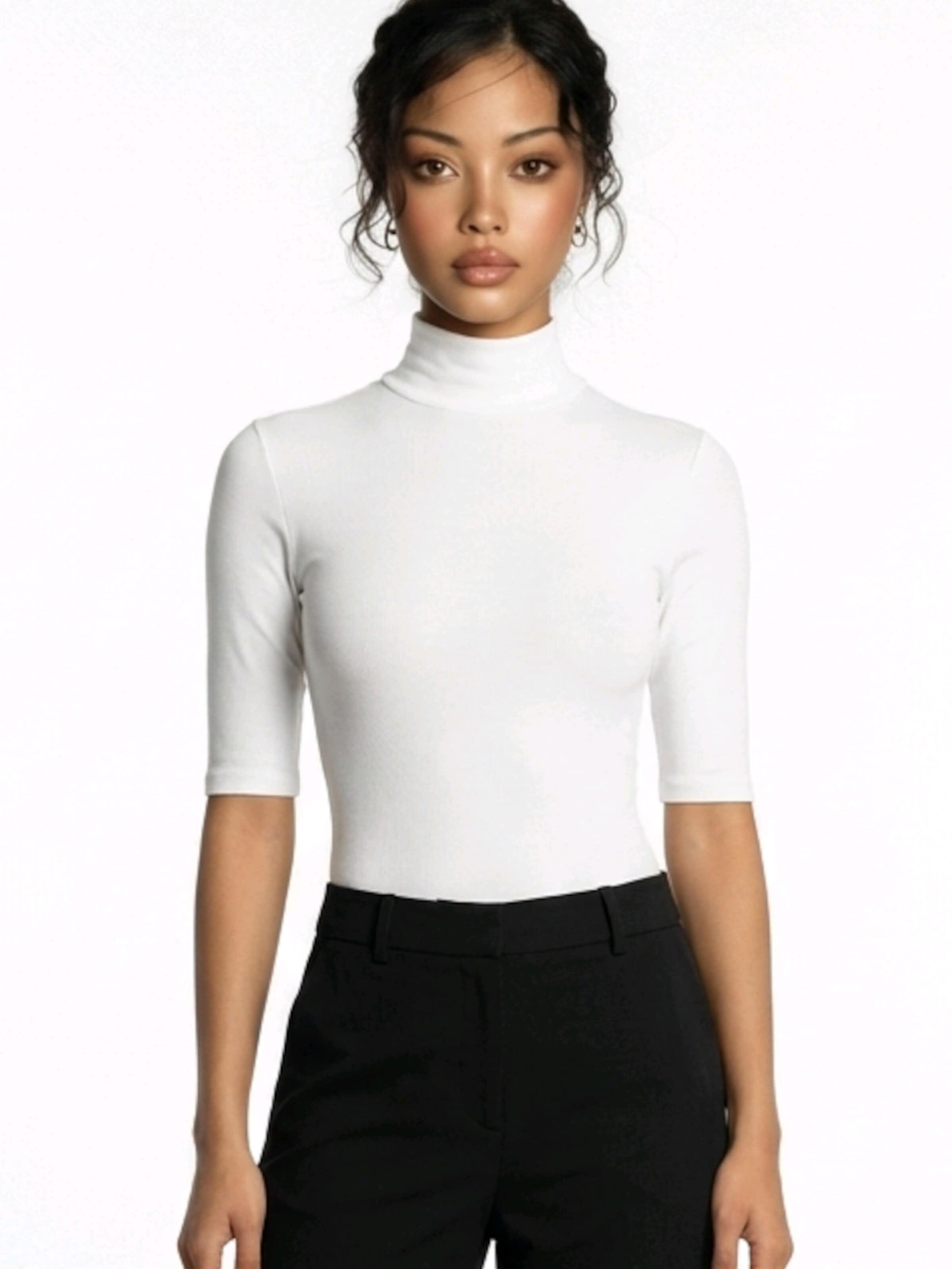 Evoni Blouse bodysuit 'mit ellbogenlangen Ärmeln' in White: front