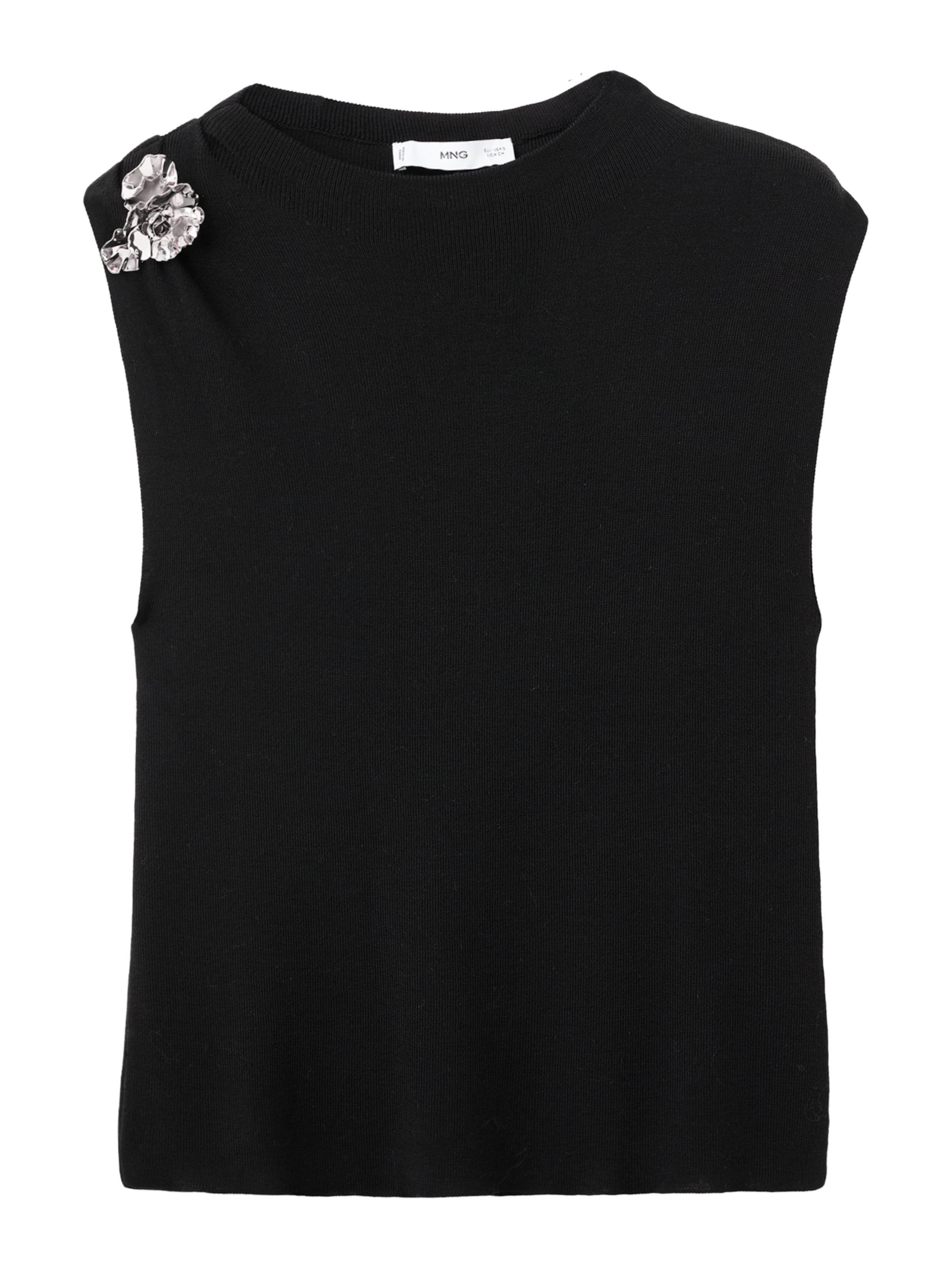 Top brodat 'TAPIES' de la MANGO pe negru: față