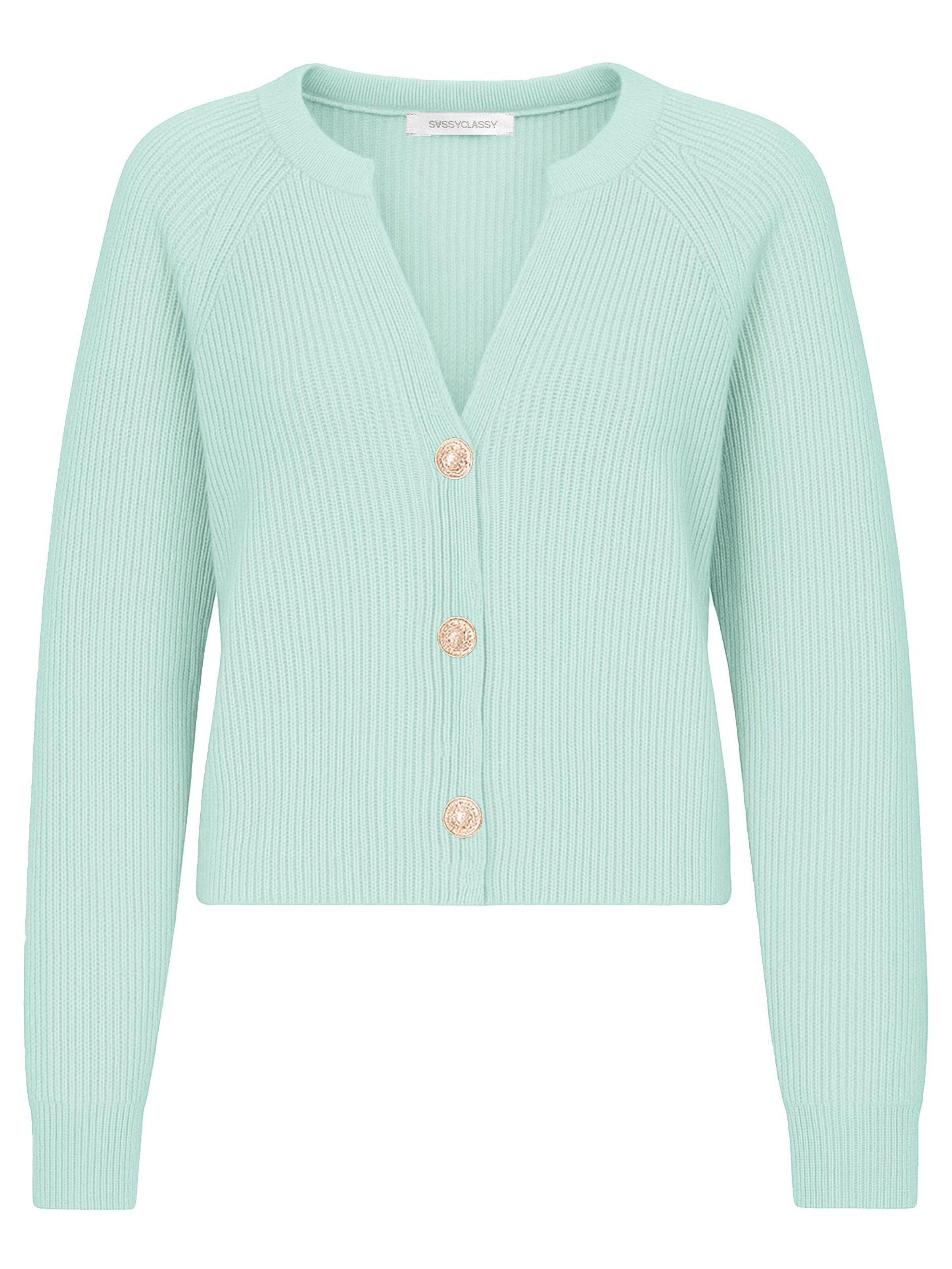 SASSYCLASSY Oversizestrickjacke in Grün: Vorderseite