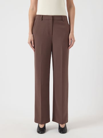 YAS Wide Leg Bukser med fals 'YASLikka' i brun: forside