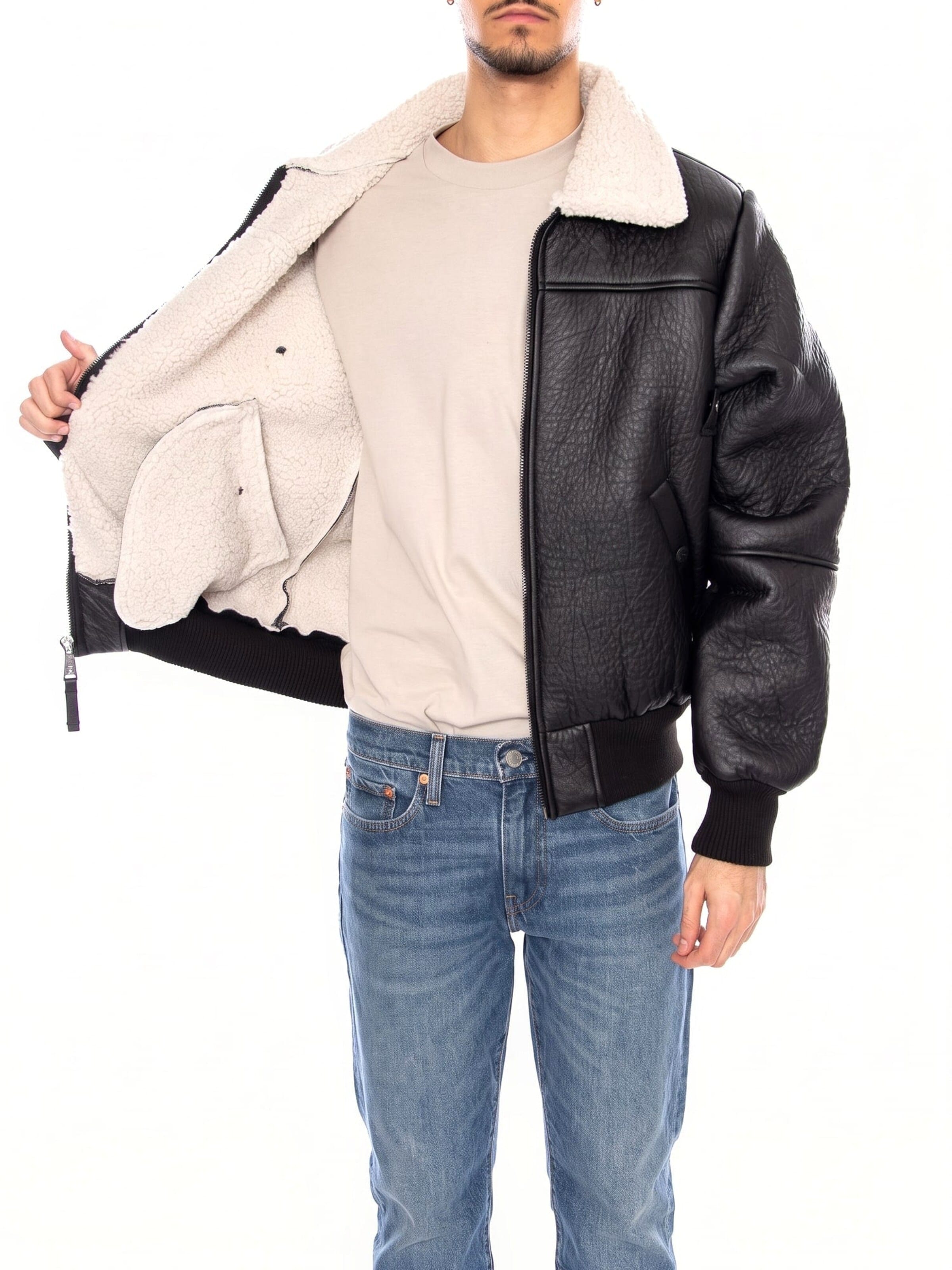 ALPHA INDUSTRIES Winter Jacket 'B-15 MOD Jacket -- Black Men's Jacket' in Black