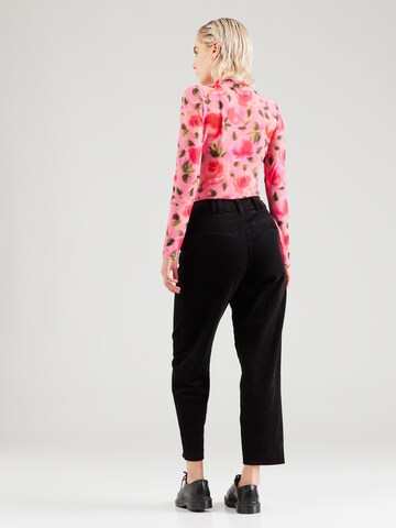 TOPSHOP Tapered Bandplooibroek in Zwart