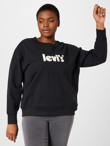 Levi's® Plus Sweatshirt 'PL Graphic Standard Crew' in Zwart: voorkant