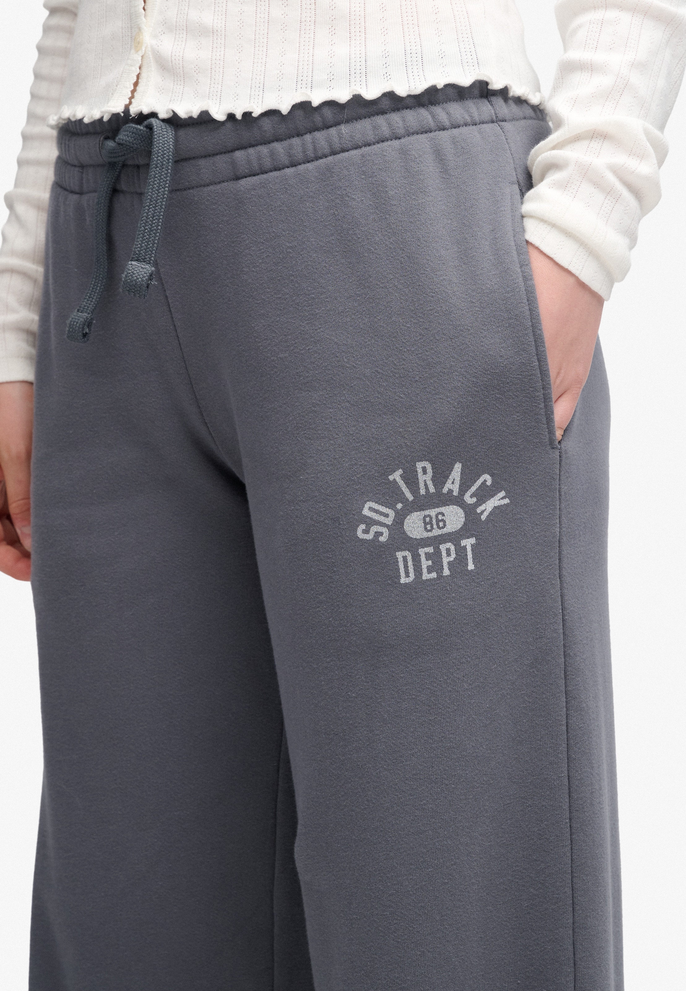 Superdry & Co Wide leg Broek in Grijs