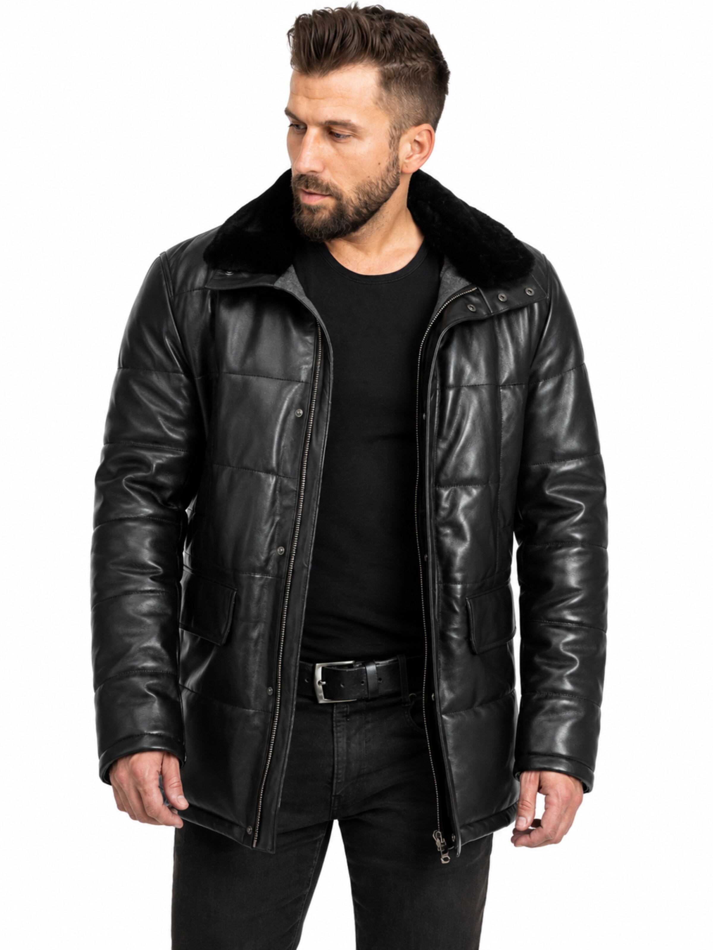 Mouflon Between-Season Jacket 'Aaron' in Black: front