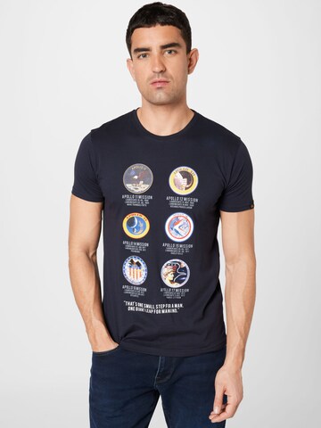 mėlyna ALPHA INDUSTRIES Marškinėliai 'Apollo Mission': priekis