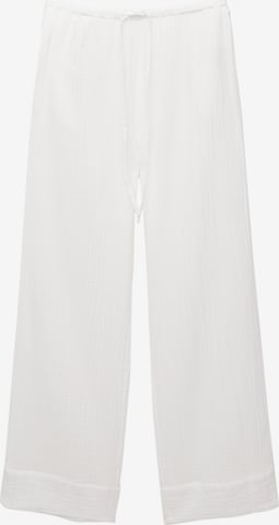 Pull&Bear Wide leg Trousers in White: front
