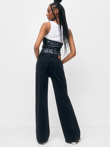 Wide leg Jeans de la Pull&Bear pe negru