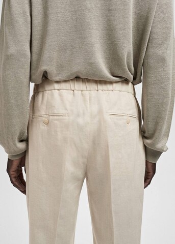MANGO MAN Regular Pleated Pants 'Salerno' in Beige