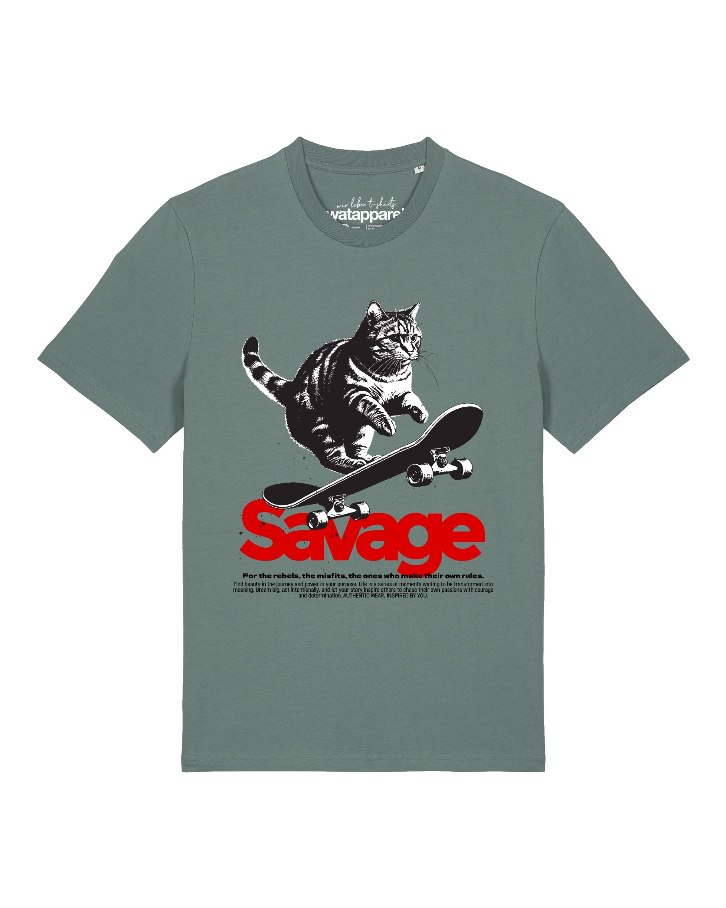 Watapparel Shirt 'Savage cat' in Green: front