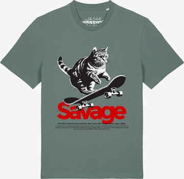 T-Shirt 'Savage cat' Watapparel en vert : devant