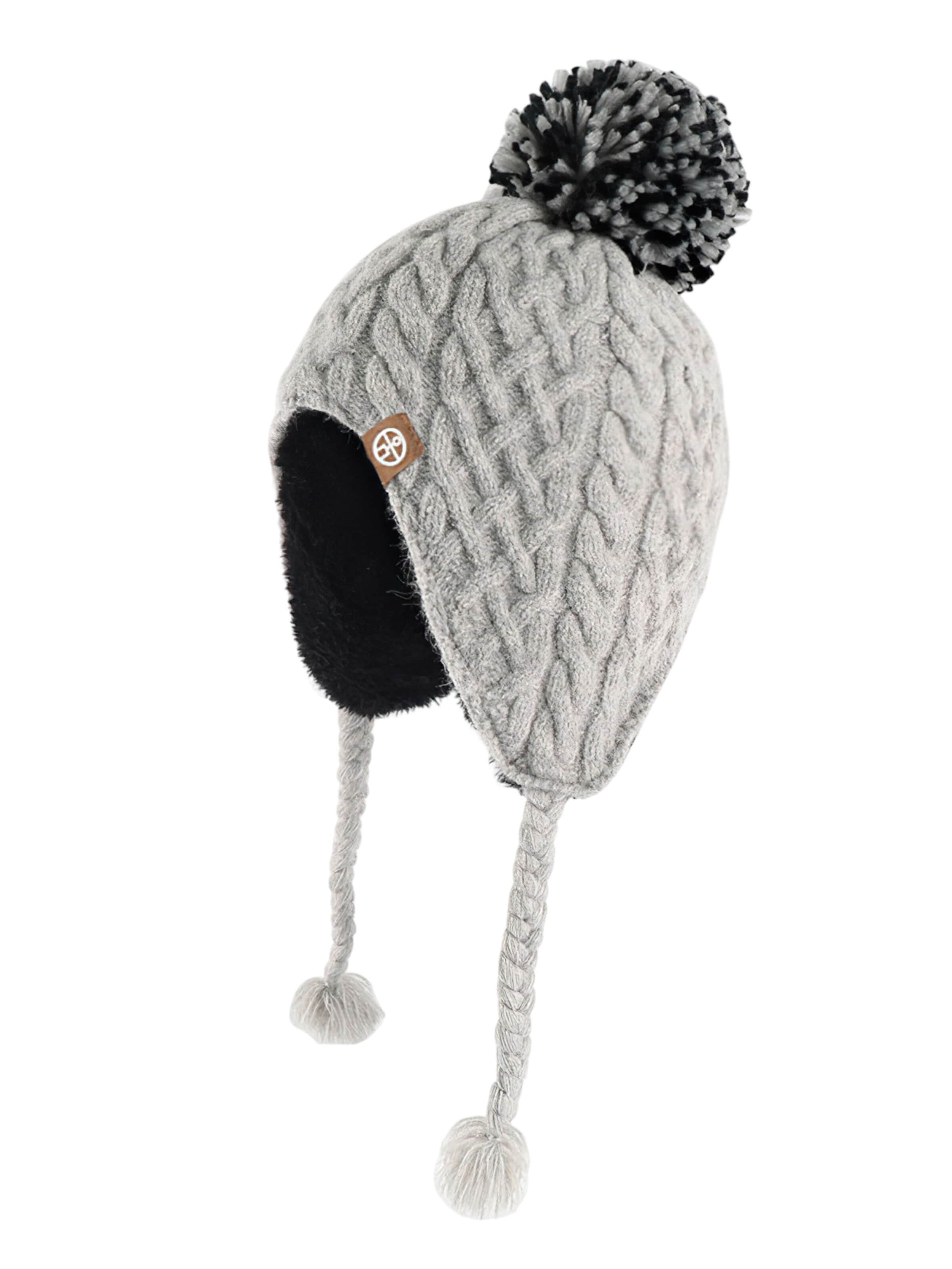Magicshe Beanie 'Kinder Wintermütze mit Bommel, warmem Futter und langem Ohrenschutz' in Grey: front