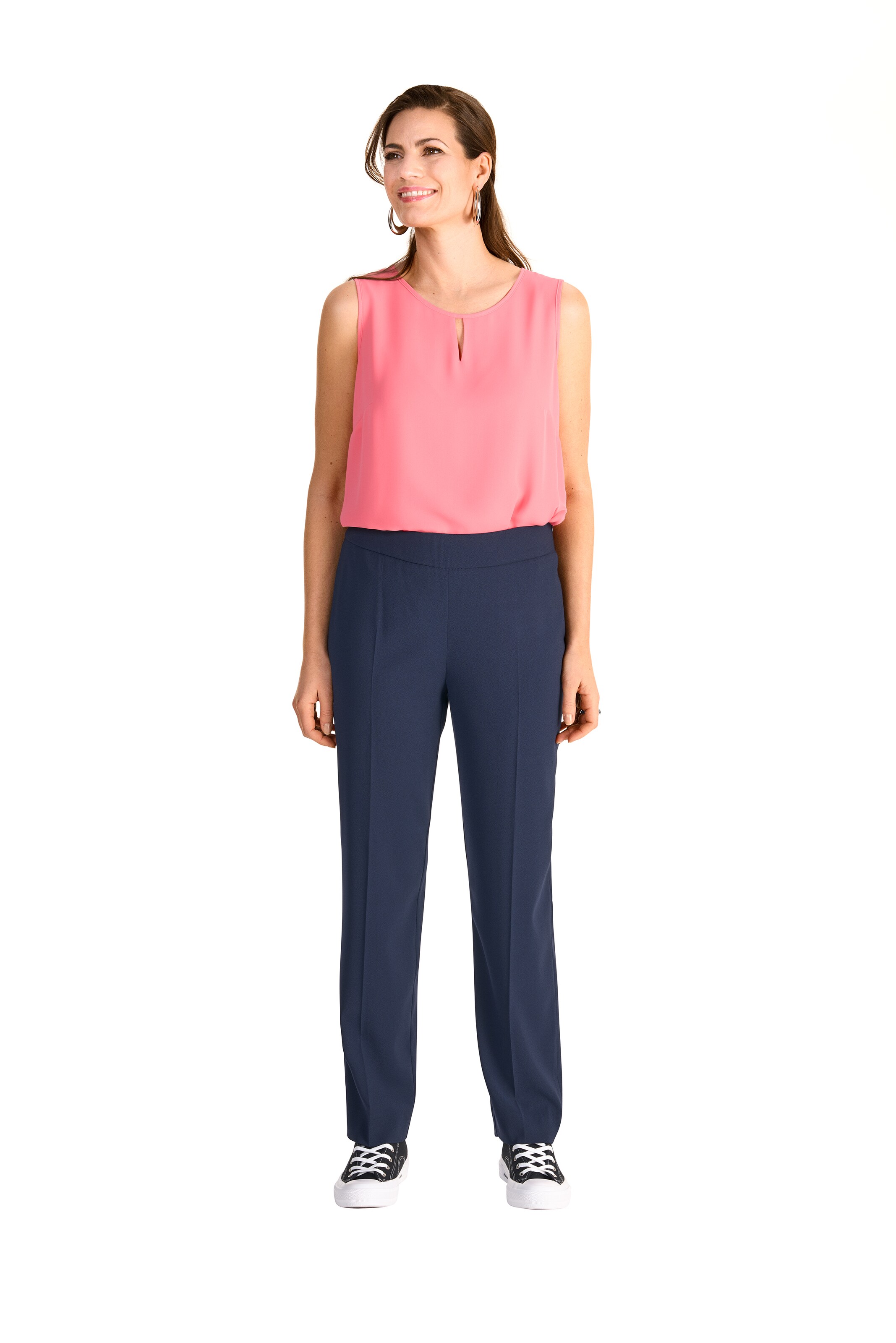 HERMANN LANGE Collection Regular Pleated Pants in Blue
