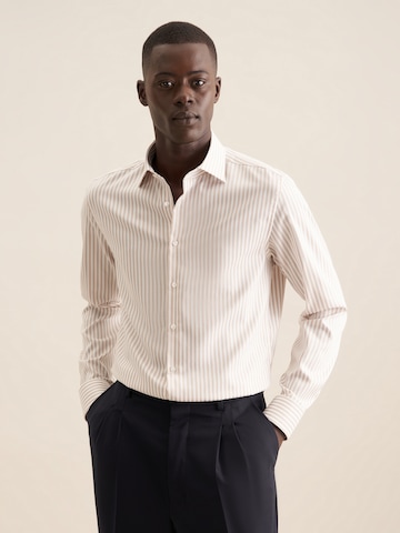SEIDENSTICKER Slim fit Button Up Shirt ' Schwarze Rose ' in Beige