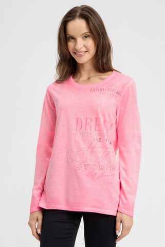 Soccx Langarmshirt mit Print und Schmucksteinen in Rot: Vorderseite