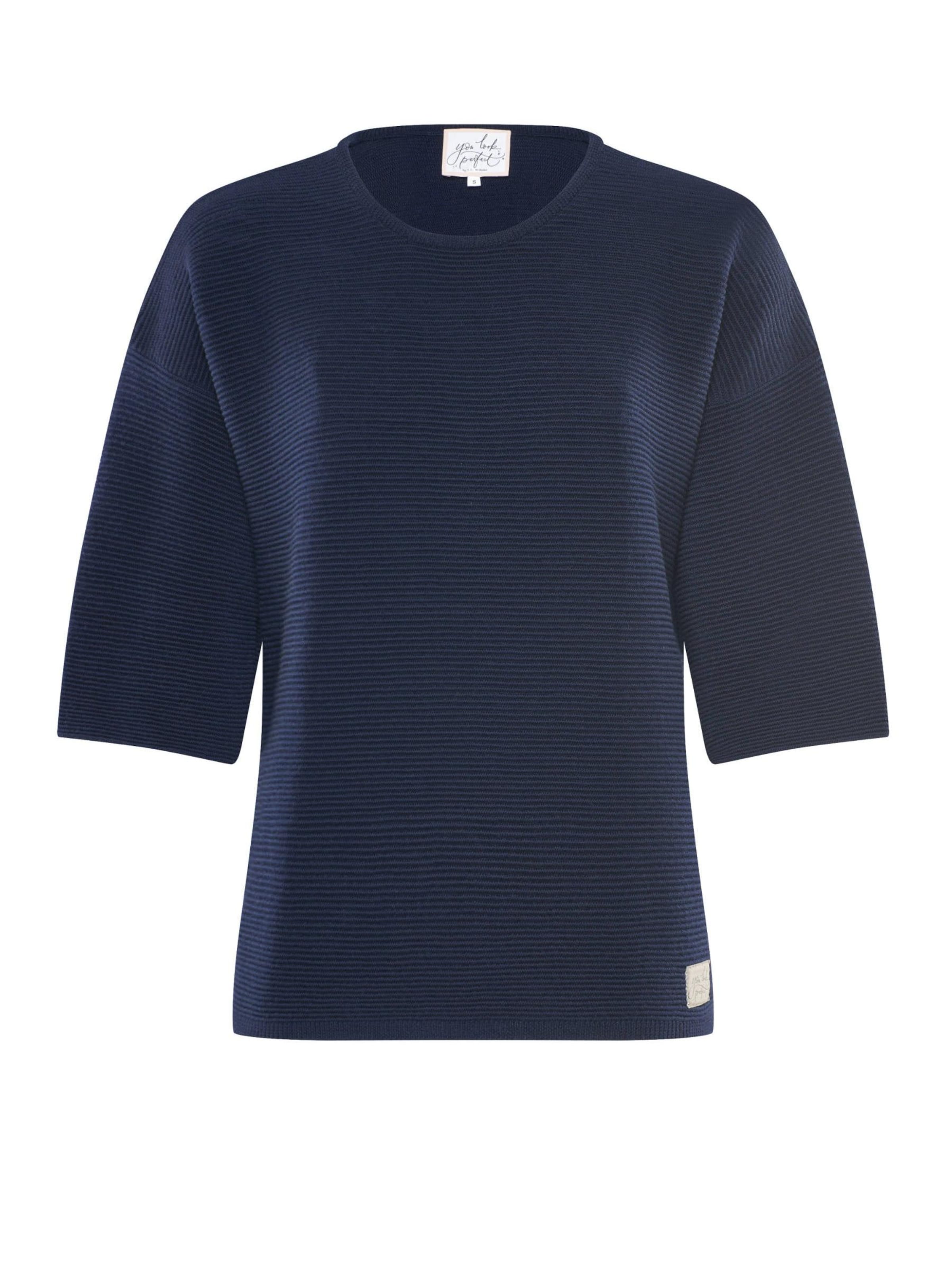 YOU LOOK PERFECT Trui 'PULLOVER FAY - Halbarm Pullover in Strukturstrick' in Blauw: voorkant