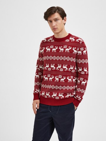 Pull-over 'Deer' SELECTED HOMME en rouge : devant