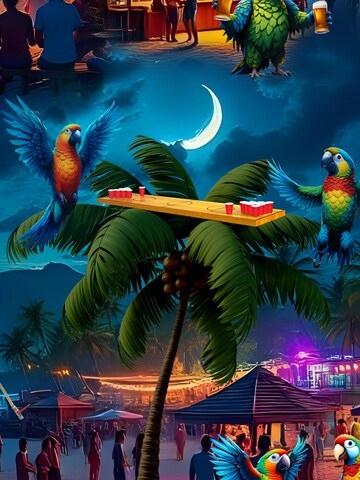 Hawaiihemdshop.de - Regular Fit Camisa 'Hawaiihemd Party Parrots' em azul