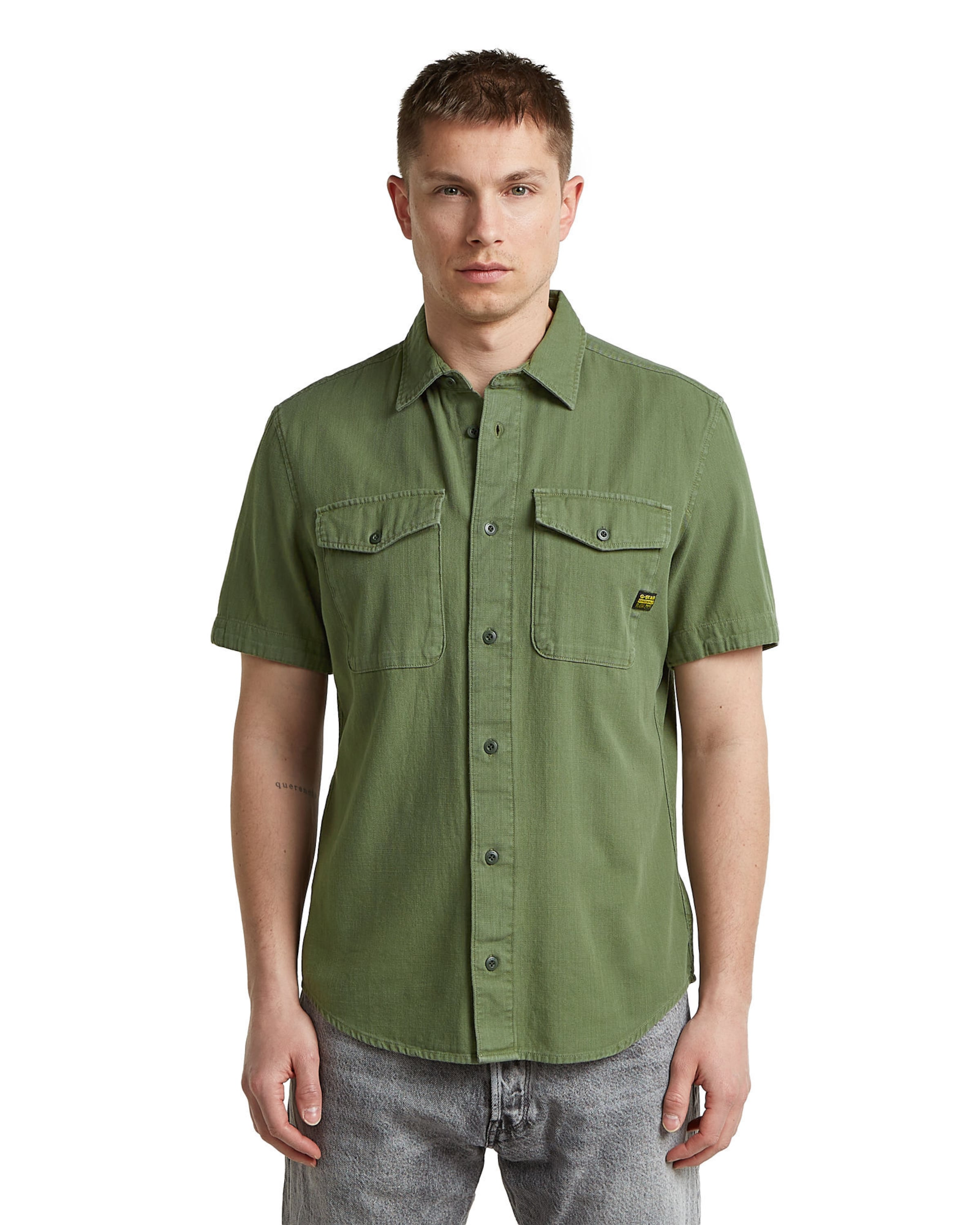 G-STAR Slim fit Zakelijk overhemd ' ' in Groen: voorkant