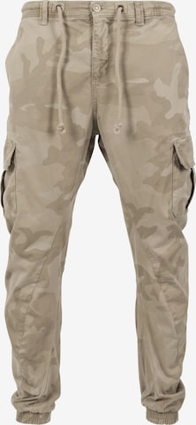 Urban Classics Tapered Cargobroek in Beige: voorkant