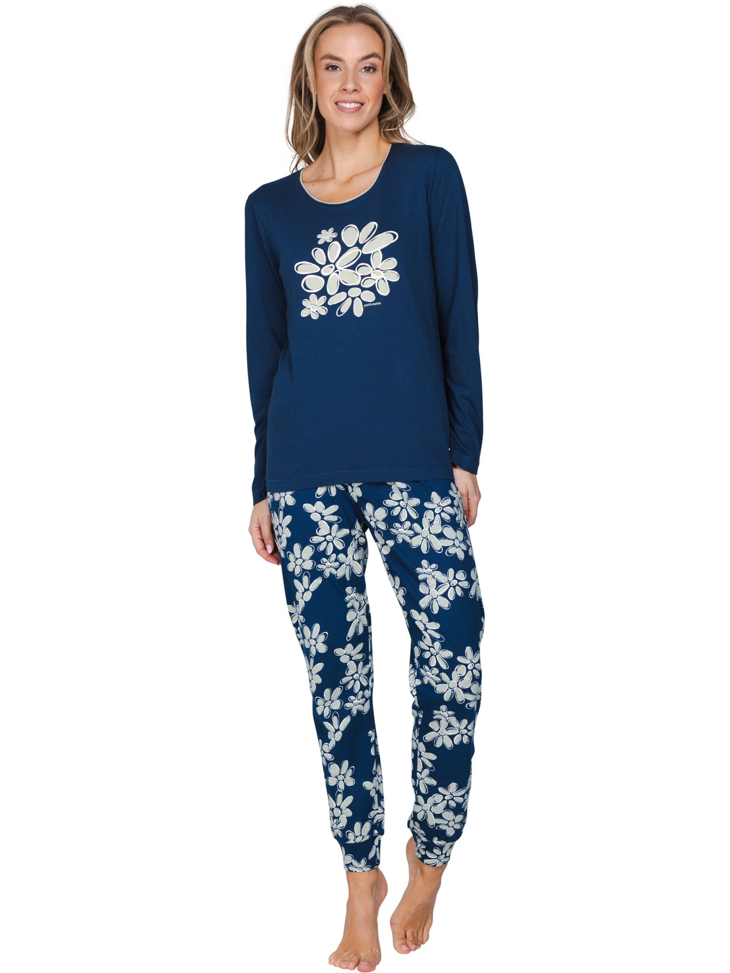 Pastunette Pyjama 'Nordic Bloom'‌ in Blau