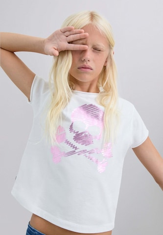 Tricou 'Strokeskulltee Girls' de la Scalpers pe alb