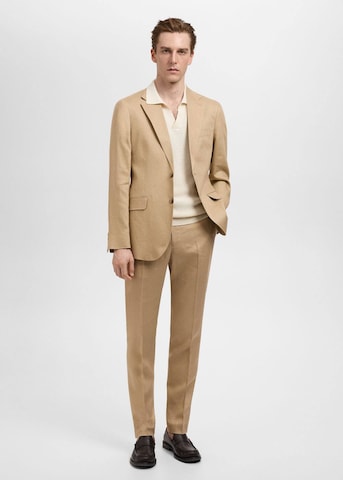 MANGO MAN Slim fit Pleated Pants 'Amalfi' in Beige