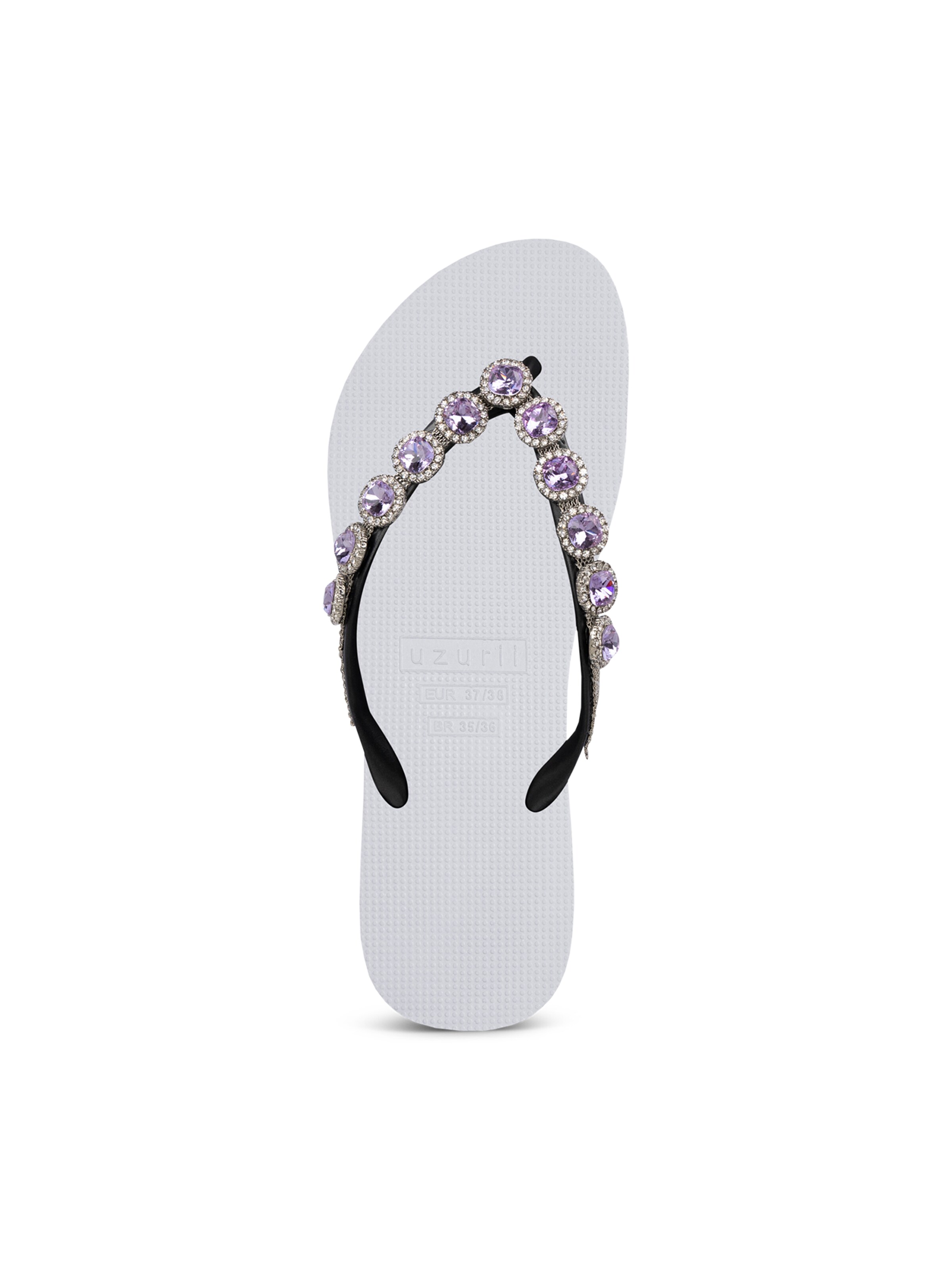 Uzurii Luxury Footwear T-Bar Sandals 'Beatrix Lila' in Purple: front