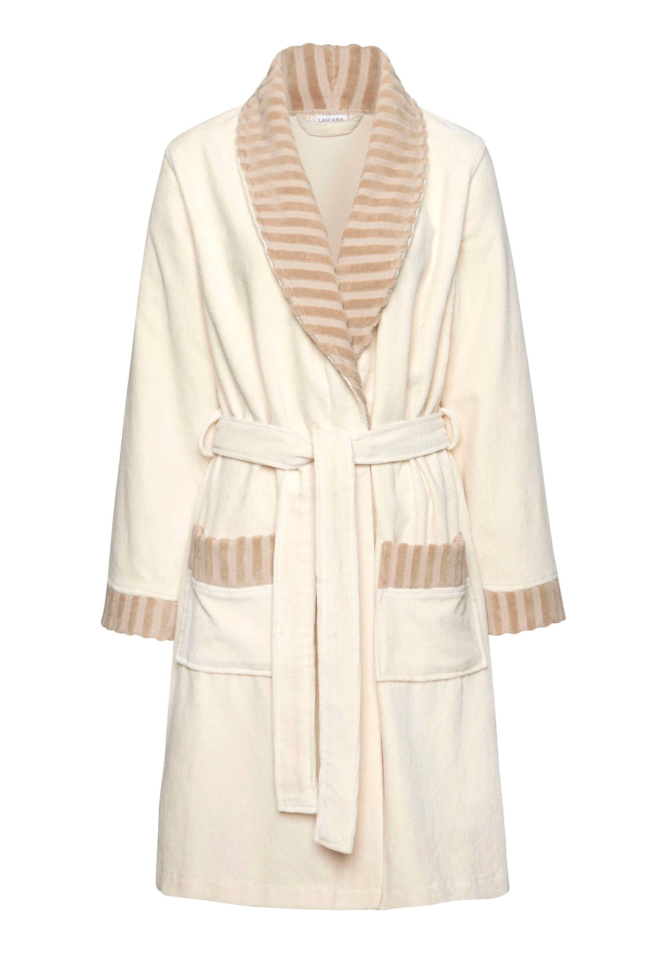 VIVANCE Bathrobe long in Beige: front