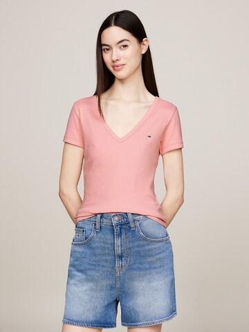 Tommy Jeans Тениска 'ESSENTIAL' в розово: отпред
