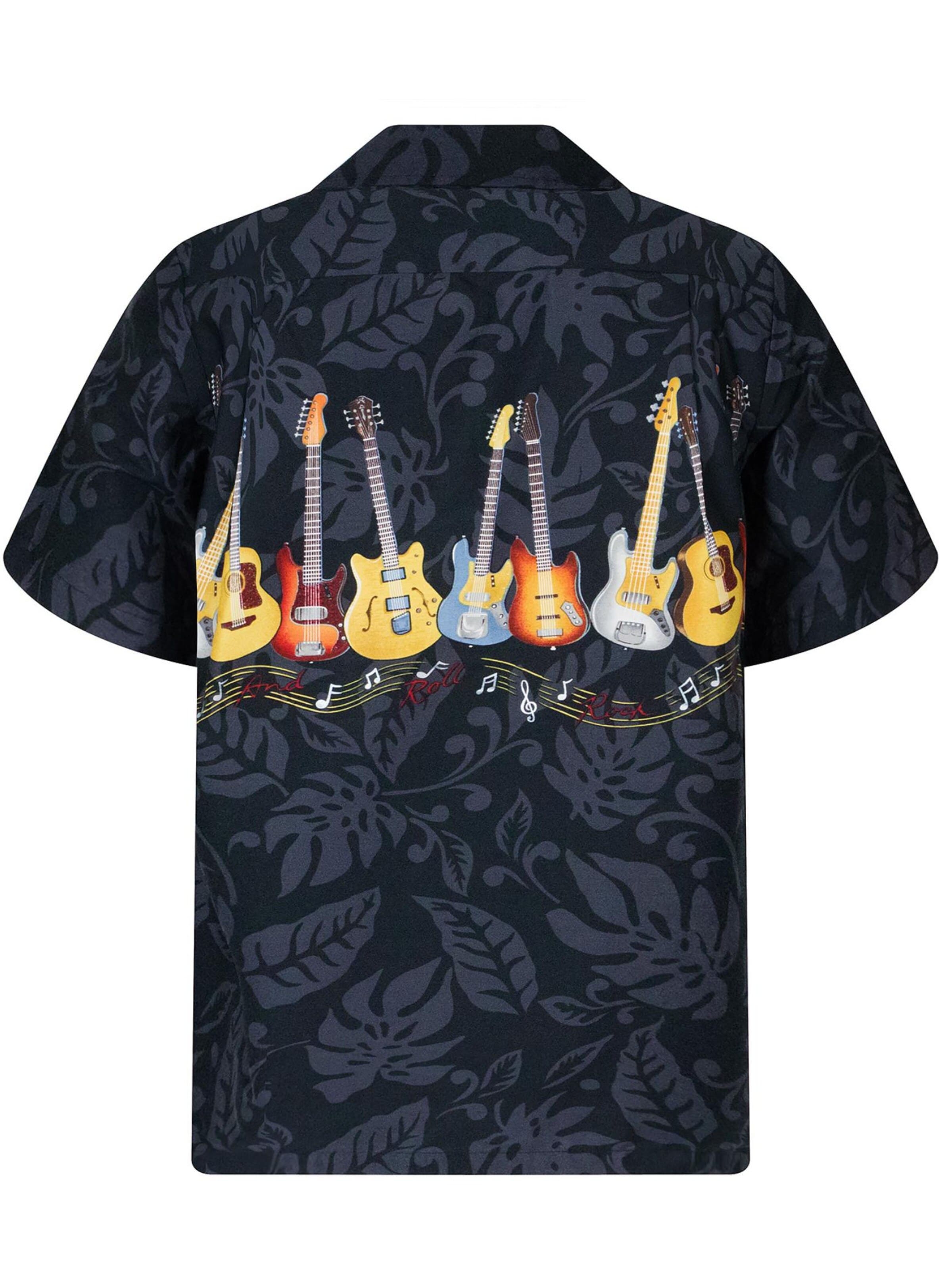 Pacific Legend Regular fit Skjorta 'Gitarre Brustdruck' i svart