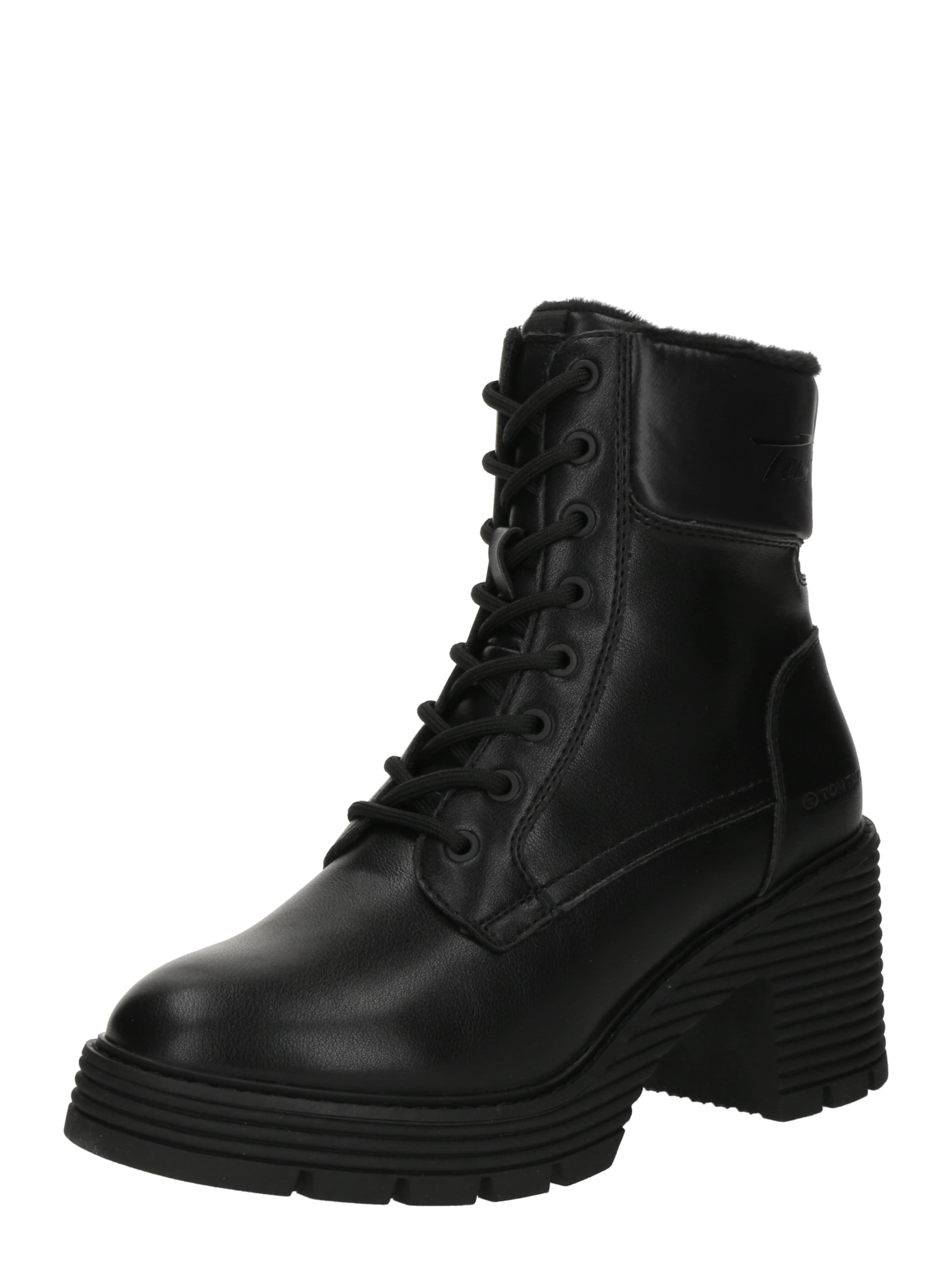 Ghete cu șireturi de la TOM TAILOR pe negru: față