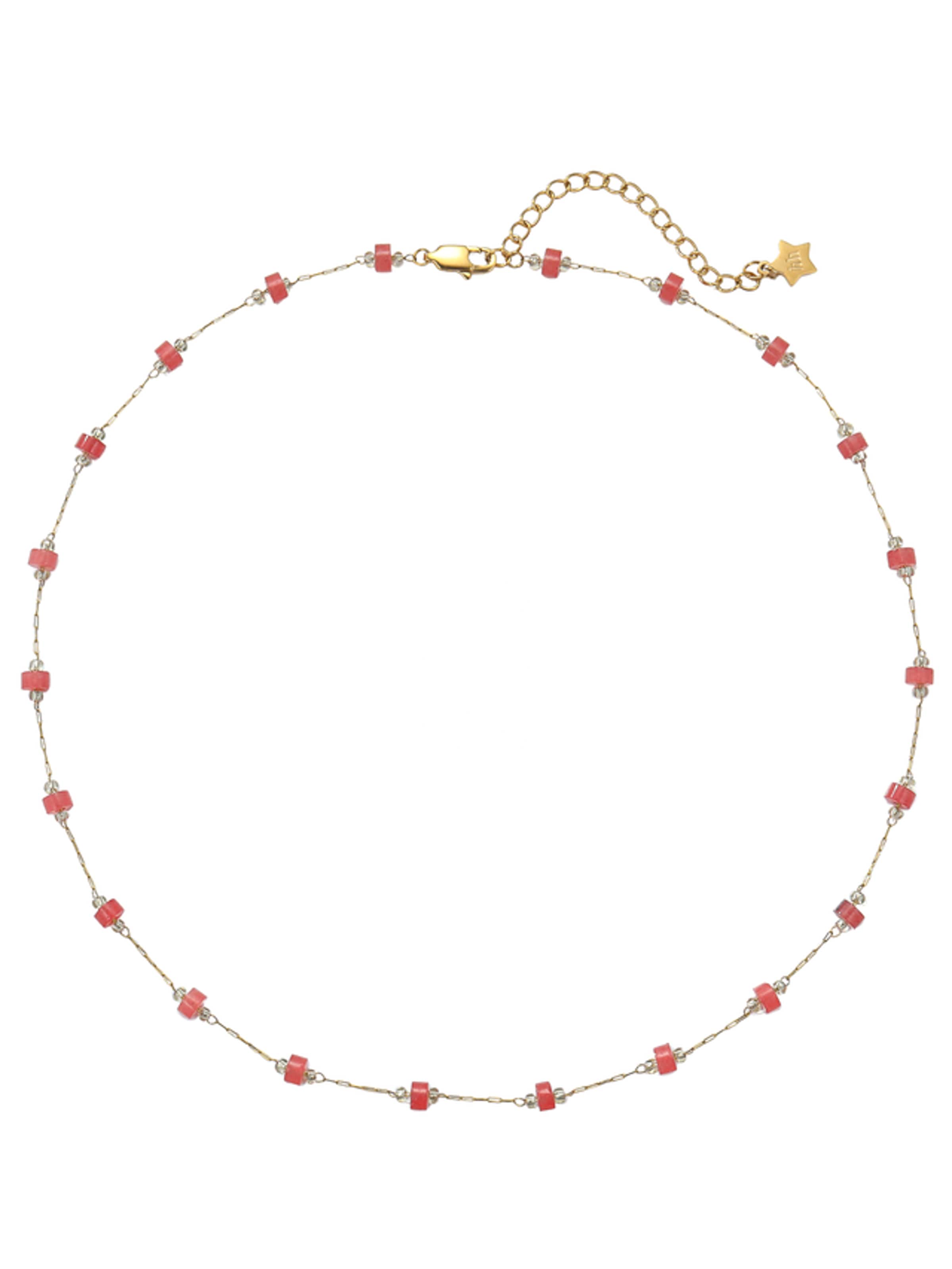 Hey Happiness Necklace 'Coral Glow' in Gold: front