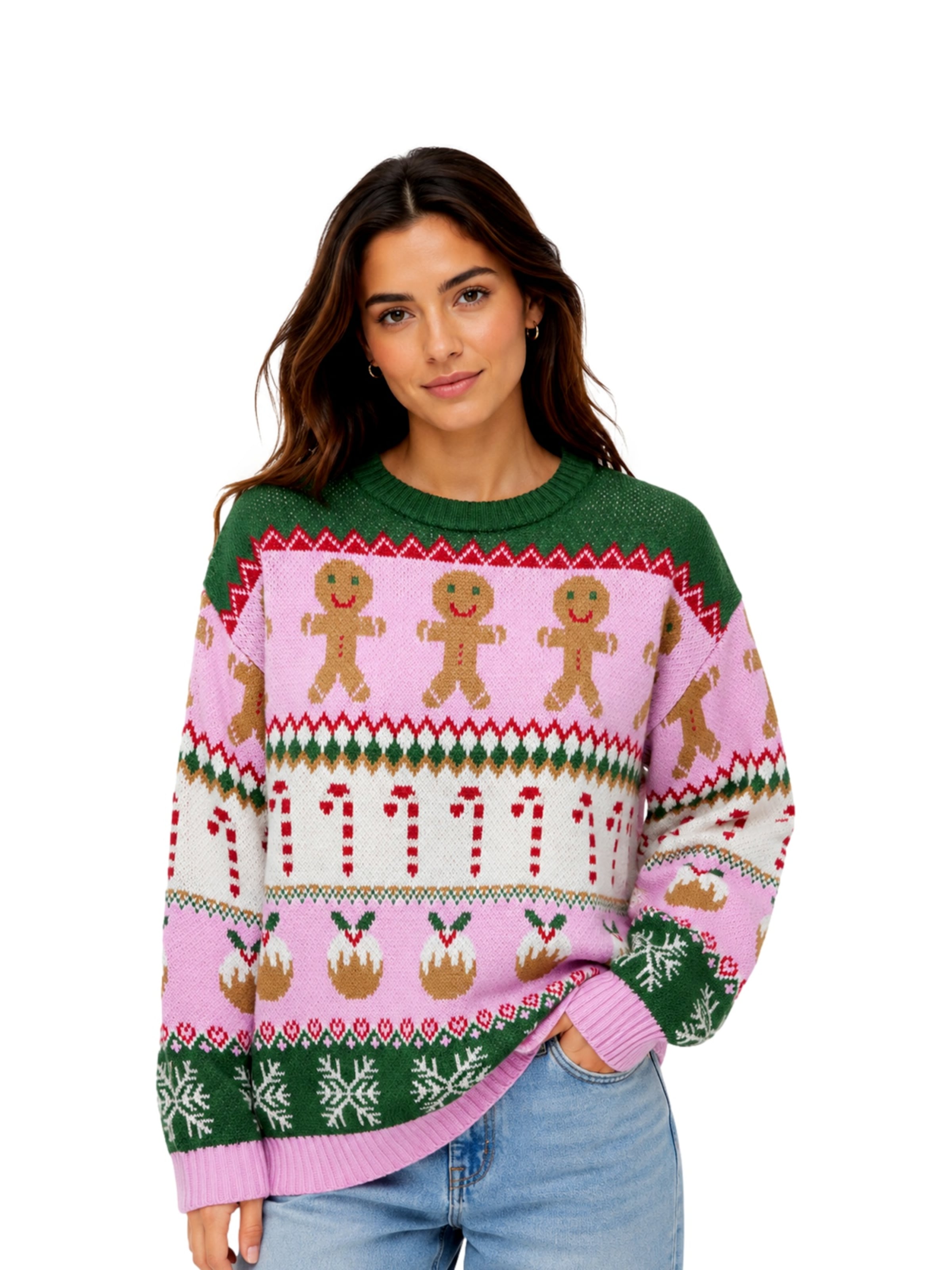 ONLY - Pullover 'ONLXmas HO' em rosa: frente