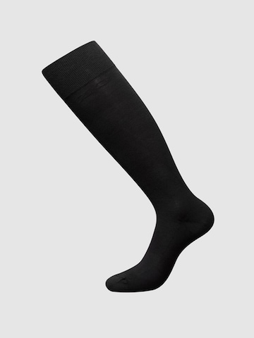 zd ZERO DEFECTS Kniestrümpfe 'Merino wool knee socks' in Schwarz: Vorderseite