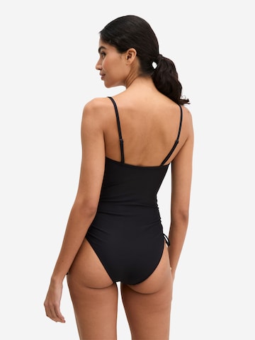 Marc O'Polo Bustier Badeanzug ' Abstract Floral ' in Schwarz