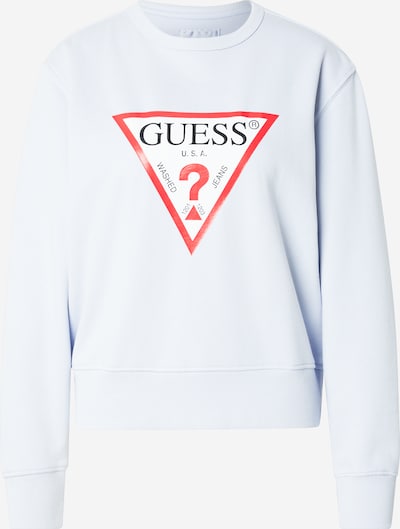 GUESS Sweater majica u svijetlosiva / crvena / crna / bijela, Pregled proizvoda