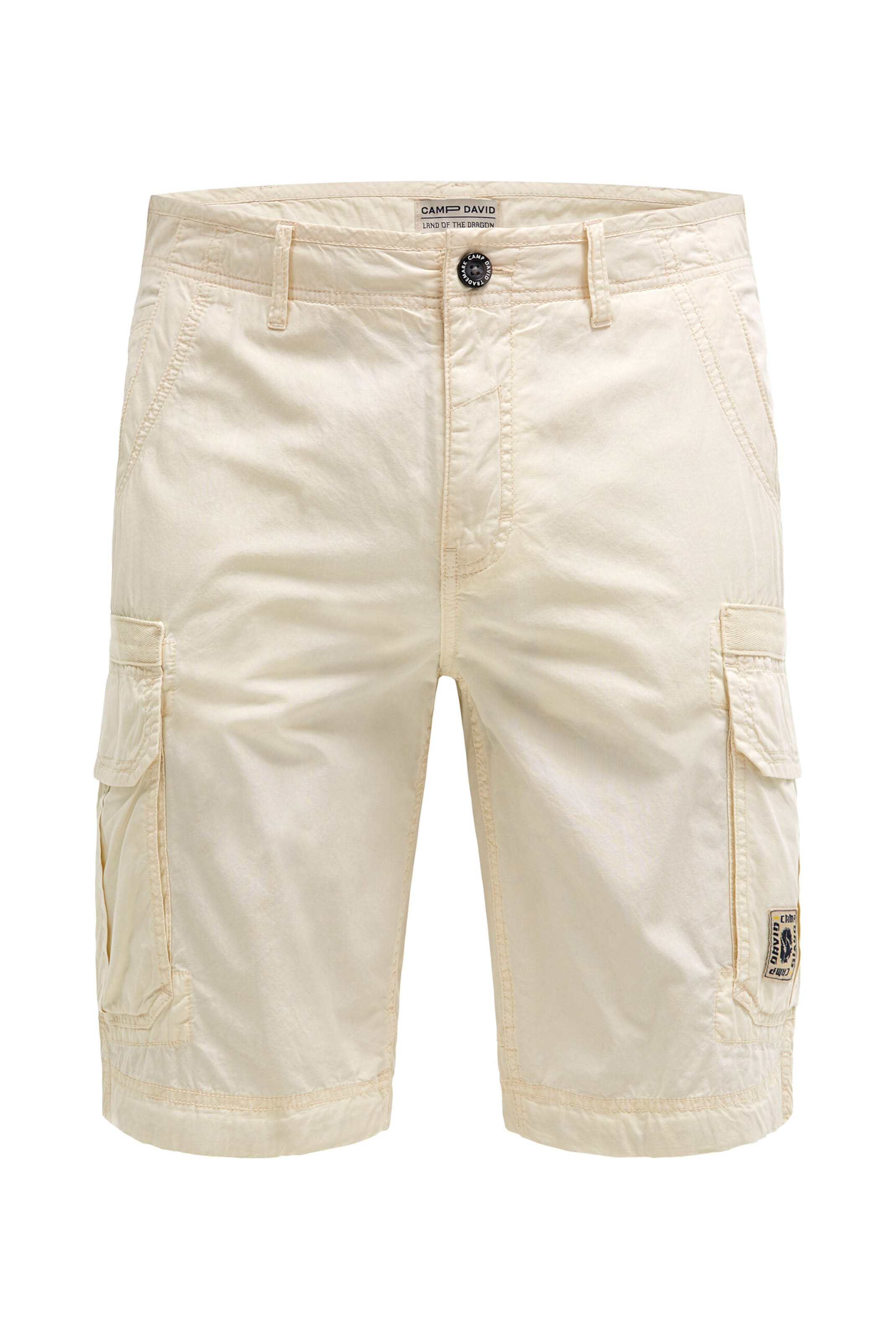 CAMP DAVID Regular Cargo Shorts mit tonigen Tapes in Beige: Vorderseite