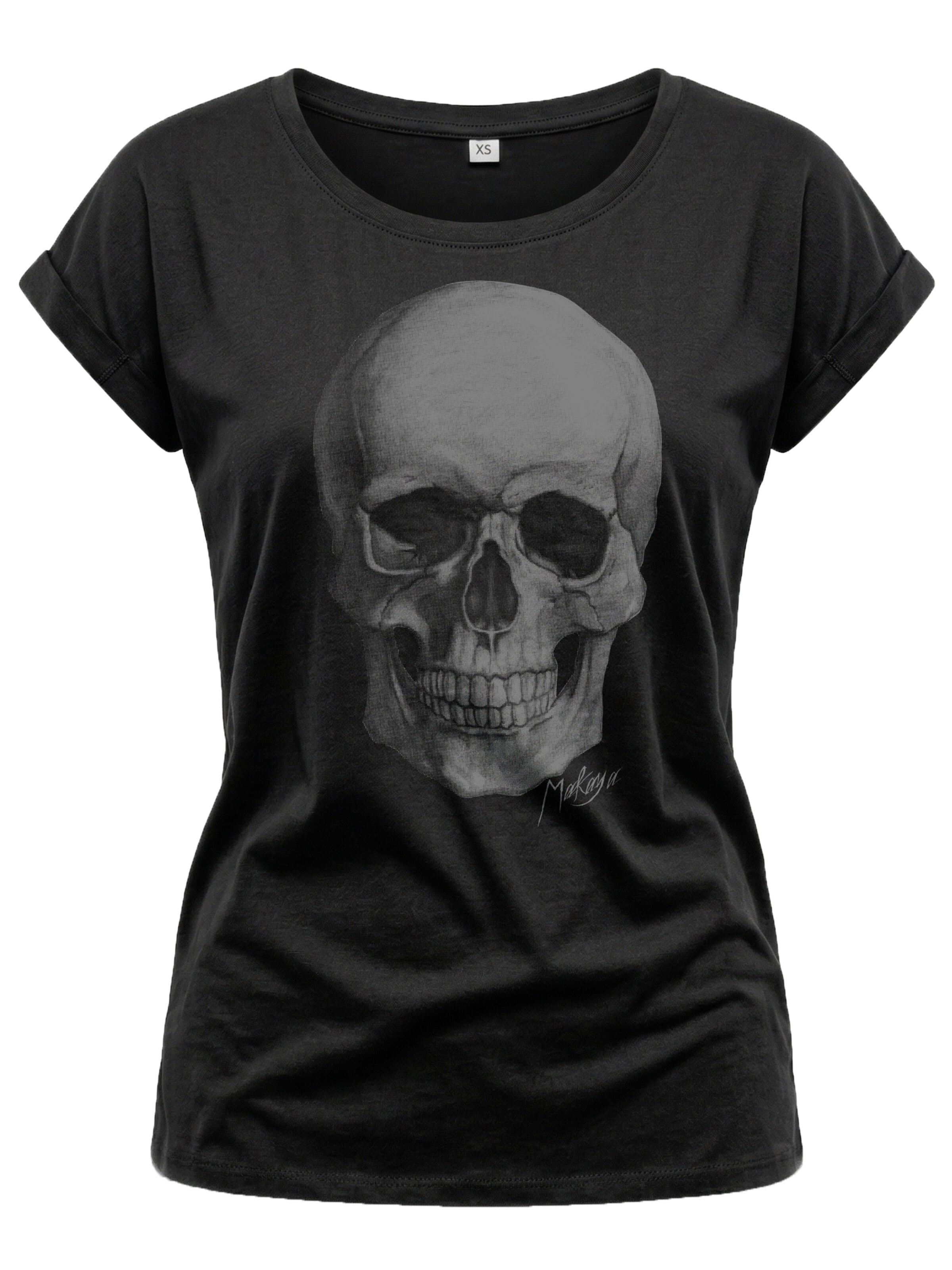 MAKAYA Shirt 'Totenkopf' in Black: front