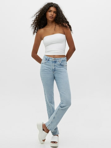 Pull&Bear Slimfit Jeans in Blauw: voorkant