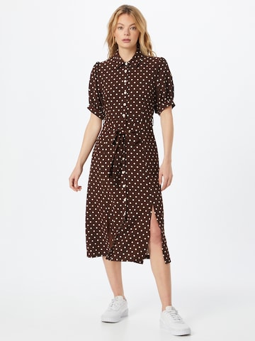 Louche Shirt Dress in Brown: front