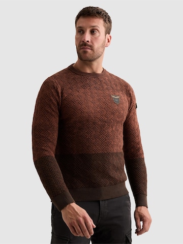 PME Legend Sweater 'Pullover with gradient and tape detail' in Brown