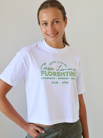 Kultgut Shirt 'Casa Limone' in White: front