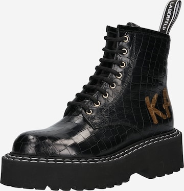 Karl Lagerfeld Lace-Up Ankle Boots 'PATROL II' in Black: front
