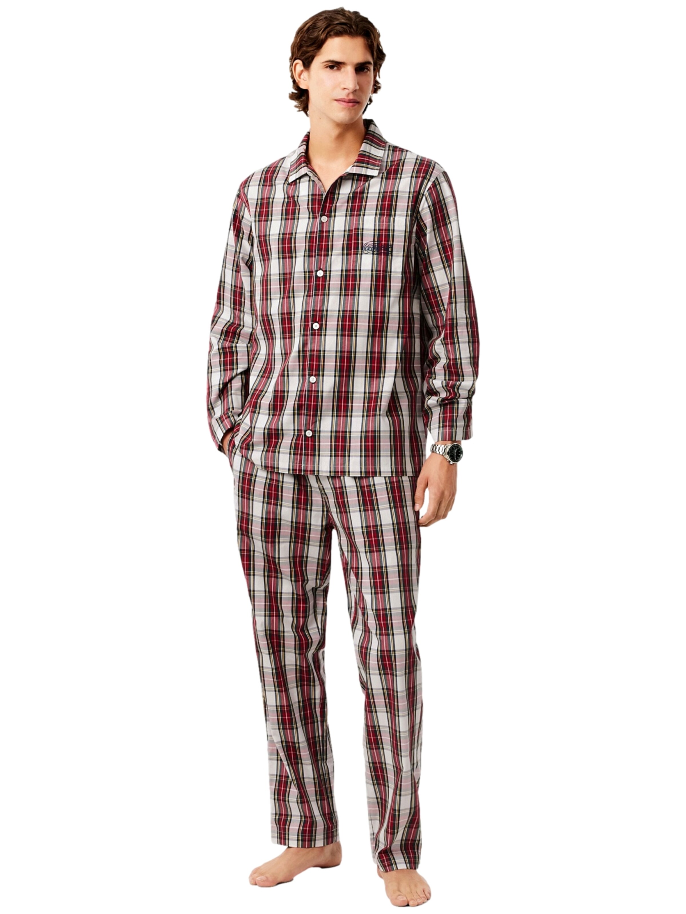 Pigiama lungo di LACOSTE in rosso